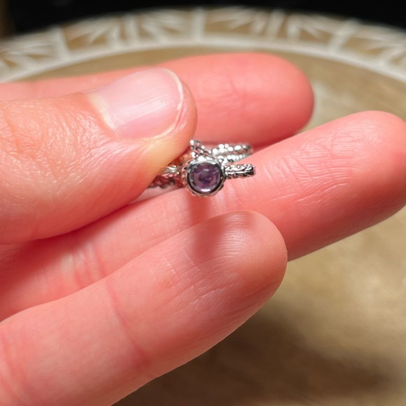 Judith Ripka Sterling Silver CZ Amethyst Fleur-de-lis Key Enhancer Pendant - Picture 14 of 16